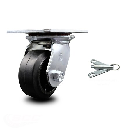 Service Caster 4 Inch Heavy Duty Rubber on Steel Caster with Ball Bearing and Swivel Lock SCC SCC-35S420-RSB-BSL